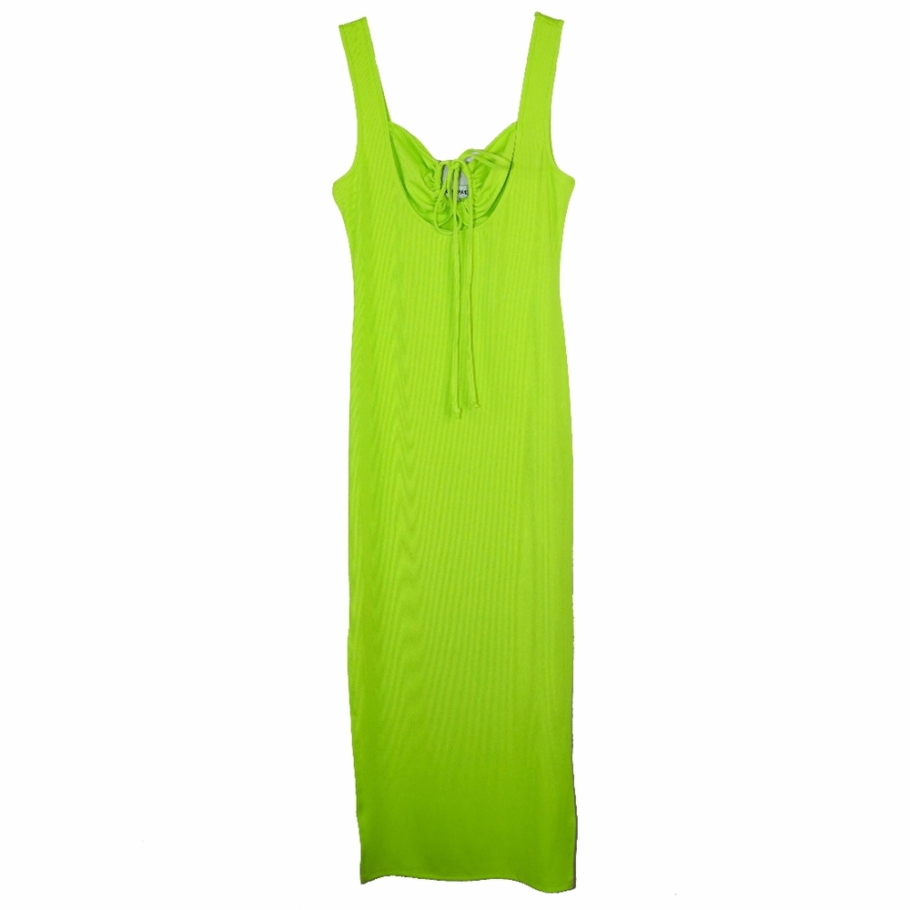 2/$20 Neon Line Green Cutout Maxidress